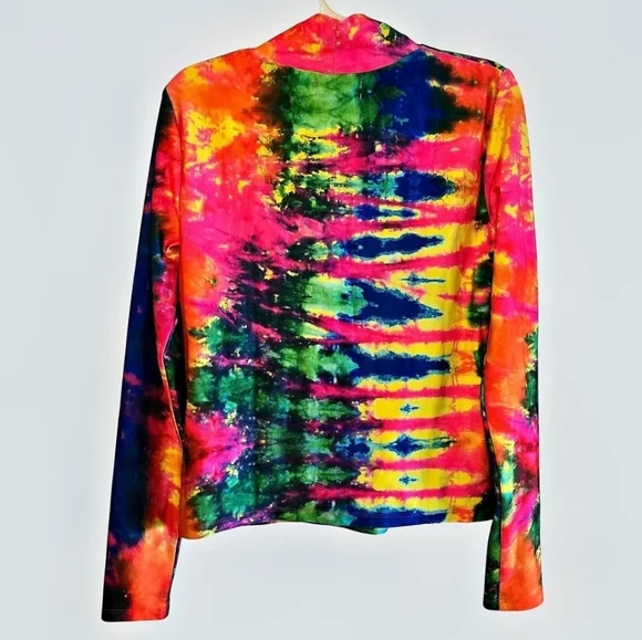 Urban Outfitters Atlas Tie-Dye Turtleneck Top Womens Size Medium Rainbow Stretch - Picture 3 of 11